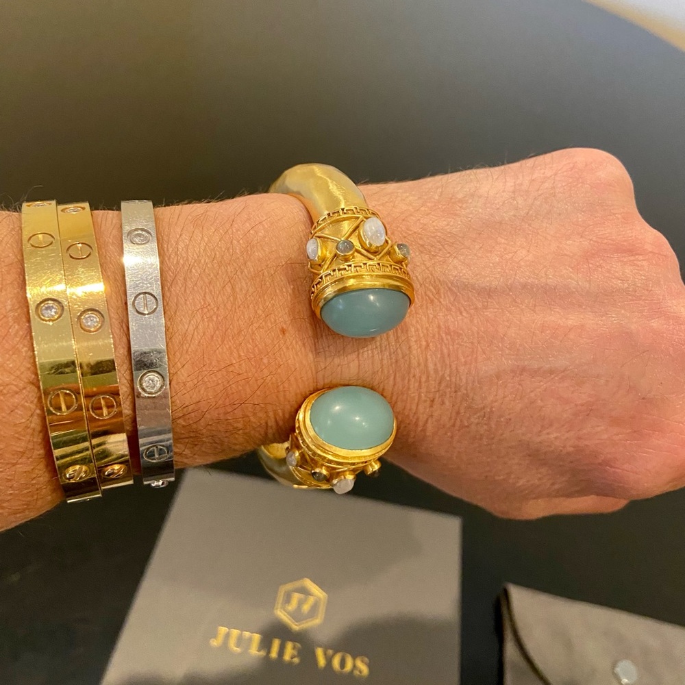 Julie Vos NWT AUTHENTIC Luxury Vintage RARE Chalcedony Hinge Cuff/bracelet - Picture 6 of 17